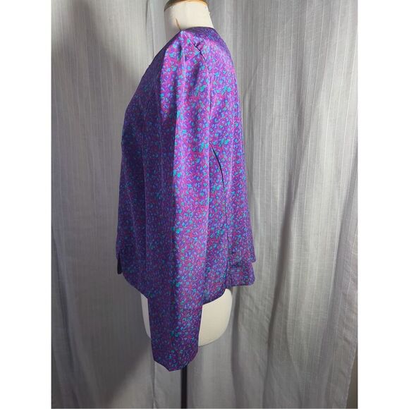 Leslie Fay | Women’s | Blouses | Size 16 | Vintage Purple Teal Button Down Blous - Picture 3 of 5